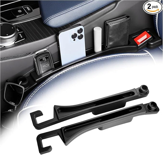 2PCS 2026 New Car Seat Gap Filler Organizer,in Between Car Seat Catcher with Phone Holder & Sunglass Holder & Cars Hook,Universal Cars Gap Seats Filler to Avoid Items Falling