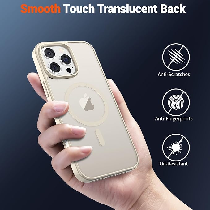 SUPFINE Magnetic for iPhone 16 Pro Max Case (Compatible with MagSafe) (Military Grade Drop Protection) Slim Translucent Matte Shockproof with Anti-Fingerprint Phone Case,Antique White