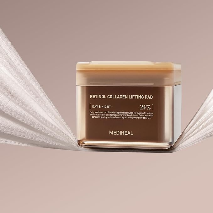 MEDIHEAL Retinol Collagen Lifting Pad - Vegan Face Hypoallergenic Pads with Retinol, Collagen - Lifting Pads for Enhancing Skin Texture Firmness 100 Pads