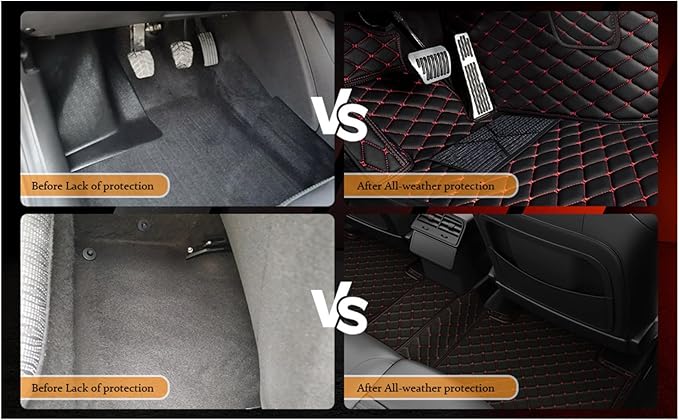 Yaruicar Custom Personalized Floor Mats for Cars Luxury Full Coverage All Car Floor Mats Anti-Slip Leather Car Mat Set Trucks & SUVs Trucks Automotive Floor Mats Liners (Green Black Beige)