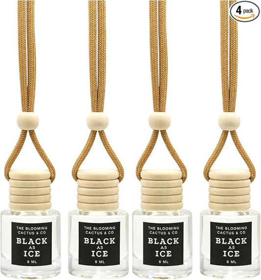 4 Pack Air fresheners | Long lasting car air fresheners, Hand-made in USA | Small room diffuser | Small Business Woman Owned. (8 ml Black Ice (Type) set of 4)