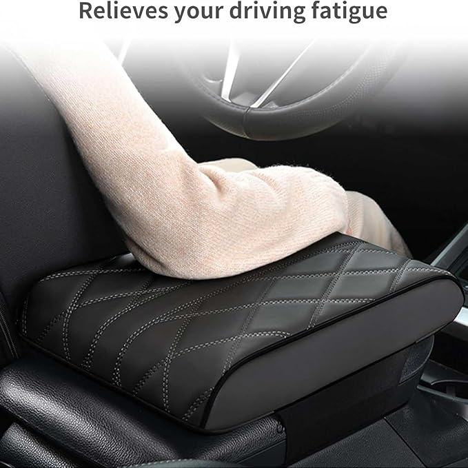 Car Armrest Cushion for Jaguar F-Pace 2015-2019 2020 2021 2022 2023 2024 2025, Car Center Console Cover Armrest Pad Soft Leather Car Interior Accessories,Grey