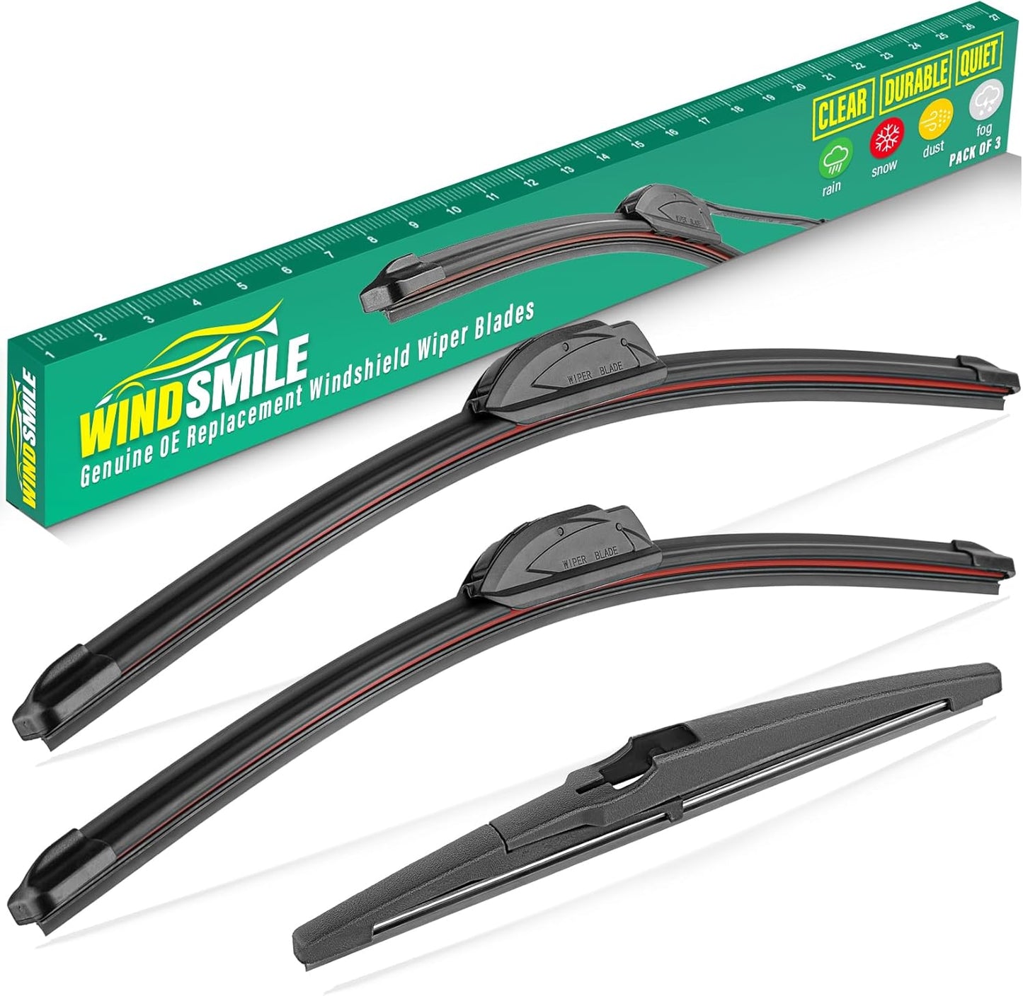 26" 16" 12" Windshield Wiper Blades Replacement for Kia Sorento 2021 2022 2023 2024 Premium All Weather Front Rear Wipers Set - OEM Quality (Pack of 3)
