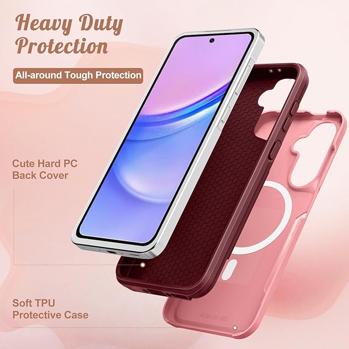 for Samsung Galaxy A36 5G Phone Case - Compatible with MagSafe Women Girls Cute Magnetic Protective Cover Girly Flower Blossom Heavy Duty Shockproof Design for Samsung A36 5G Cases 6.7"