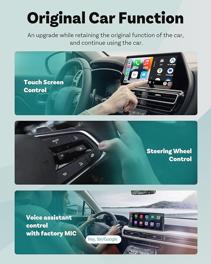 OTTOCAST Mini 3.0 Silver 2-in-1 Wireless CarPlay & Android Auto Adapter – Plug & Play for iPhone/Android, Dual-Phone Memory, Dual-Band WiFi (2.4/5GHz), Auto-Reconnect