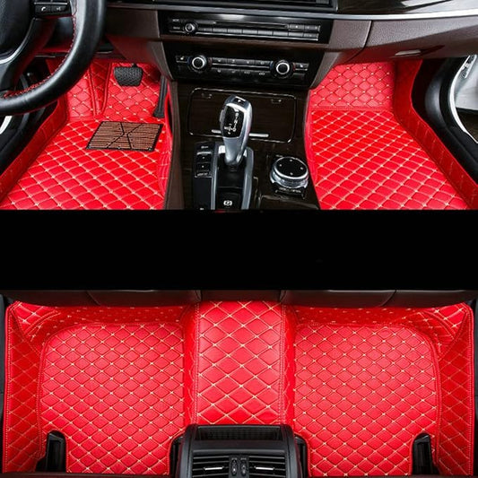 Car Floor Mats Automotive Floor Mats Vehicle Specific All Weather Protection Custom Compatible with Most of 98% Cars SUVs (Red Beige)