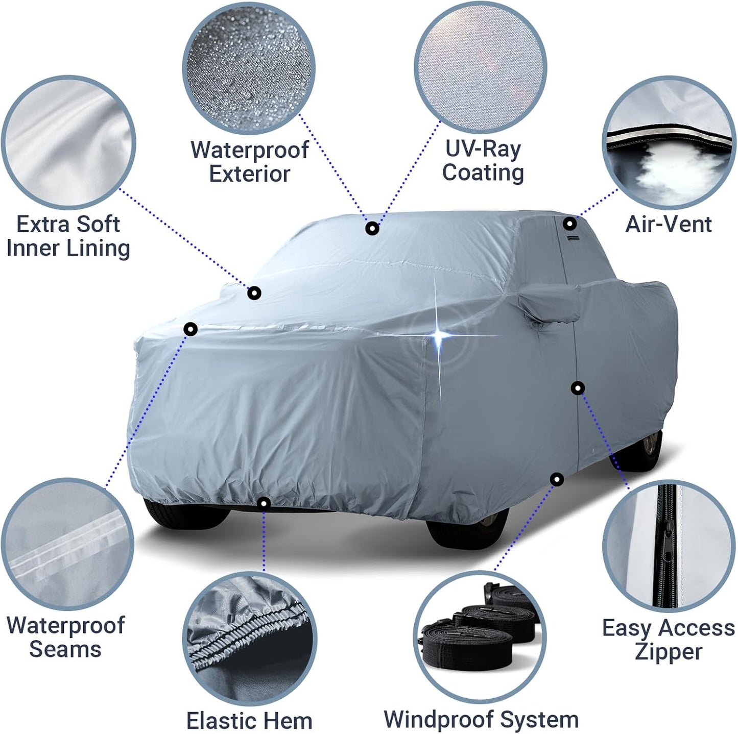 iCarCover Fits 2020-2023 Crew Cab, 5.7 ft Short Bed RAM 1500 TRX Truck Cover Automobiles Form-Fit Padded Full Exterior Waterproof Automobiles Protection Covers