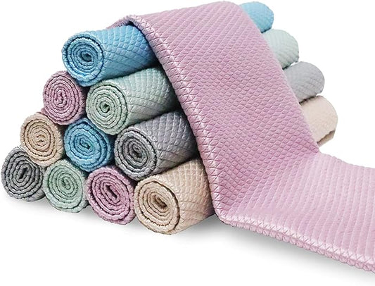5Pcs Nanoscale Cleaning Cloth, Easy Clean Cloth, Fish Scale Microfiber Easycleanco Cloth, Reusable Lint Free Rags for Glass No Watermark or Streaks, Dishes, Mirrors (5 Colors,15.7 in x 11.8 in)