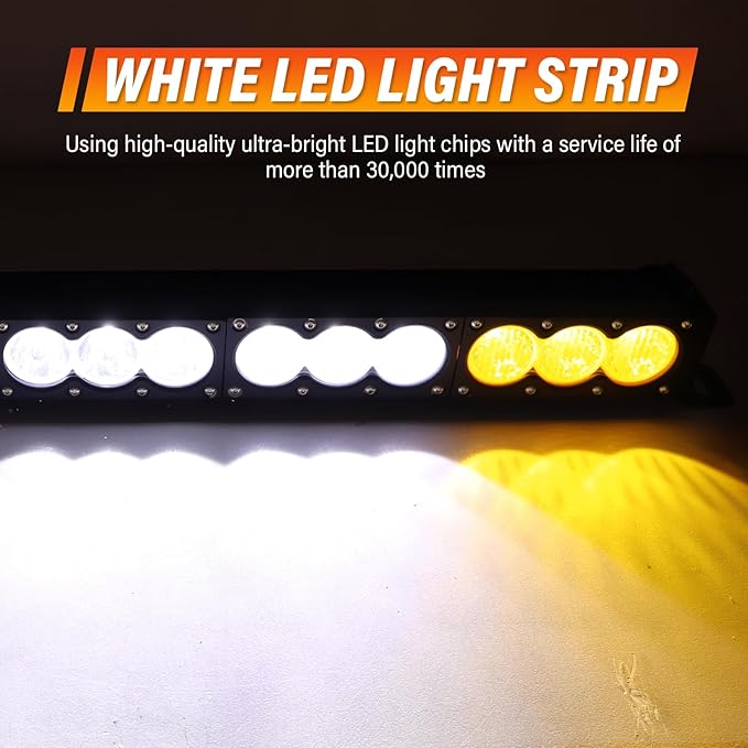 Willpower 44 inch LED Light Bar Single Row White Amber Dual Color 240W Off Road Light Bar Spot Flood Combo LED Work Light Truck UTV 4x4 Cars SUVs ATVs Boats Fog Driving Light with Wiring Harness kit