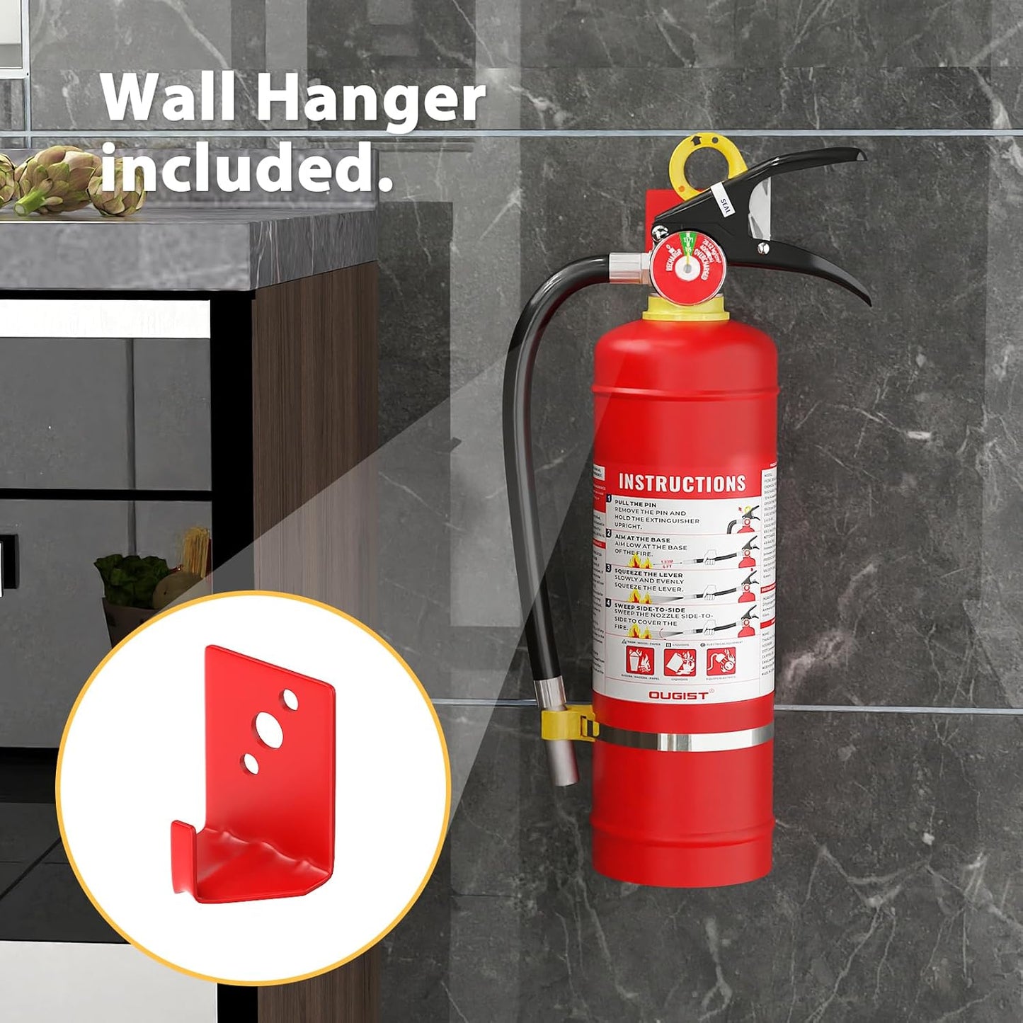 ABC Dry Powder Fire Extinguisher, 4.4 lb – 2-A:10-B：C Rated for Home, Office & Vehicle, Quick Release, Easy-Grip Handle, Ideal for Electrical & Grease Fires, Car Extinguisher, Model FF2KG