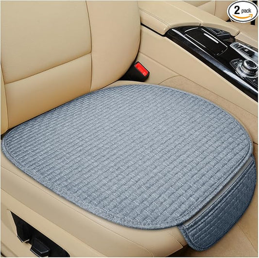 2PCS Car Seat Bottom Cover Pad, Comfortable Auto Front Seat Button Cushion Pad with Pocket, Breathable Vehicle Seat Protector Mat, Universal Truck SUV Van Car Accessories (Gray)