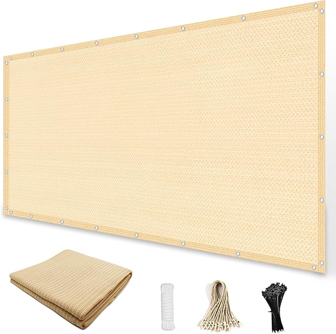 Amagenix 90% Sun Shade Cloth with Grommets, 8' x 10' Pergola Replacement Shade Cover Canopy Privacy Screen for Outdoor Patio Garden, Wheat (We Customized)