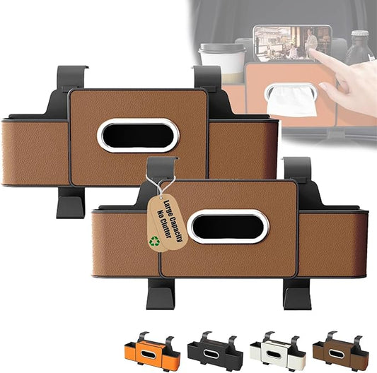 Car Organizers and Storage Box Behind Seat, Large Car Seat Back Organizer for Hold Phone, Drinks, Handbag, Universal Fit for Suv/Sedan (Brown, 2pcs)