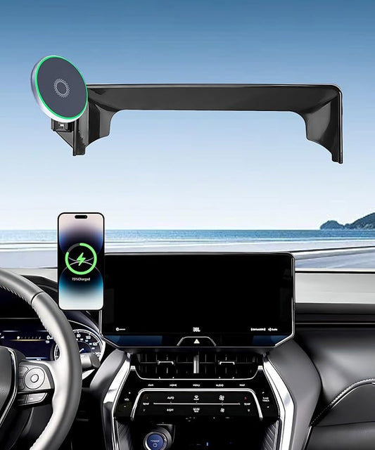 Car Phone Holder for Toyota Venza 2021-2024 Accessories Apply to 12.3 Inch Touch Screen 15W Fast Wireless Charger Screen Fixed Clip Cell Phone Mount Hands-Free 360 Degree Rotation