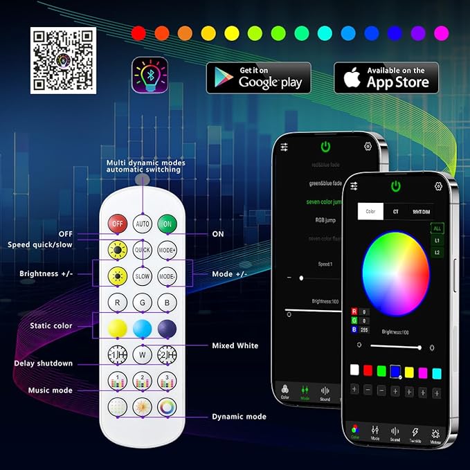 AZIMOM 6LED Colorful Fiber Optic Starlight Headliner Kits 240pcs*0.03in*9.8ft Fiber Strands APP& Remote Control Mix Color Chase Timing Fiber Optic Star Light for Car Home Sky Star Decoration