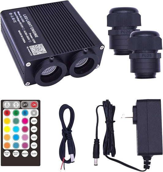 32W Bluetooth APP Control Music Sync Fiber Optic Light Source RGBW Light Box Engine Diver for Car Starlight Headliner Home Indoor Star Ceiling Decoration