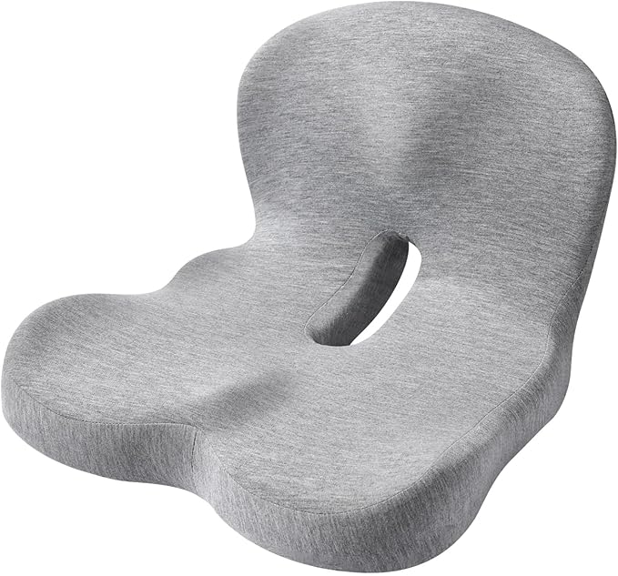 15.7 X 16.9 X 11.4 in Car Seat Cushion, Memory Foam, Lumbar Support, Ergonomic Design, Breathable Gray Cushion, Non-Slip, for Car Or Office