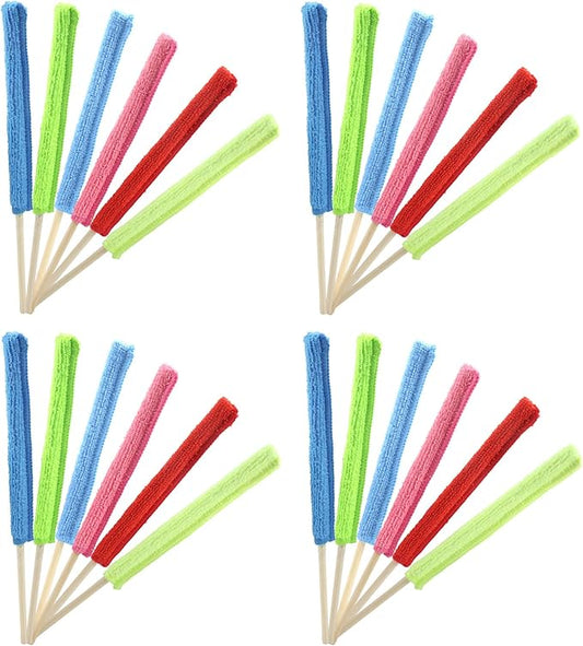 24 Pcs Microfiber Detail Duster Sticks, Mini Duster Crevice Cleaning Tool Kit for Car Air Vents, Home Blinds, Fans, Windows, Small Spaces, Gap Dust Cleaner