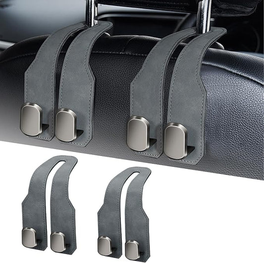 Car Seat Headrest Hooks for Purses and Bags, 2 Pack Bag Purse Holder for Car With Double Metal Hooks, Car Purse Hanger, Headrest Back Seat Handbags Hook Cute Hanging Accessories, Grey