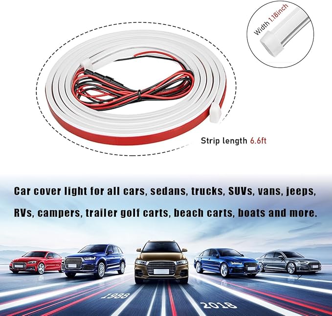 Ohleats 79 Inch Car Hood Light Strip, Exterior Flexible Daytime LED Running Light, Waterproof Auto LED Strip Light with Dynamic Scan Start-up Effect, Car Accessories for SUV Truck (White)
