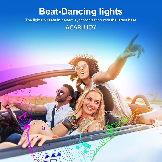 Acrylic Car LED Ambient Light, Fiber Optic Interior Light Strip, 24 Million Types, Ambient Light KKT that Swings with The Melody of Music (RGB Color 14 in 1)