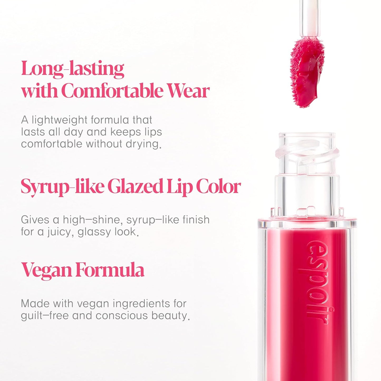 Espoir Couture Lip Tint Glaze #9 Pinky Lowkey 0.14oz | Volumizing Lip Stain with Syrupy Shine | Long-Lasting & Vibrant Color for Radiant Lip Look | Moisturizing & Glossy Lip Tint | Korean Lip Makeup