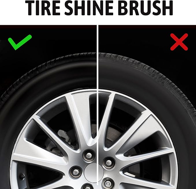 BABYSHEEP Car Tire Shine Applicator,Vegan Tire Shine Brush with Stand for Auto Detailing Cleaning Service,Red+Blue (2pc)