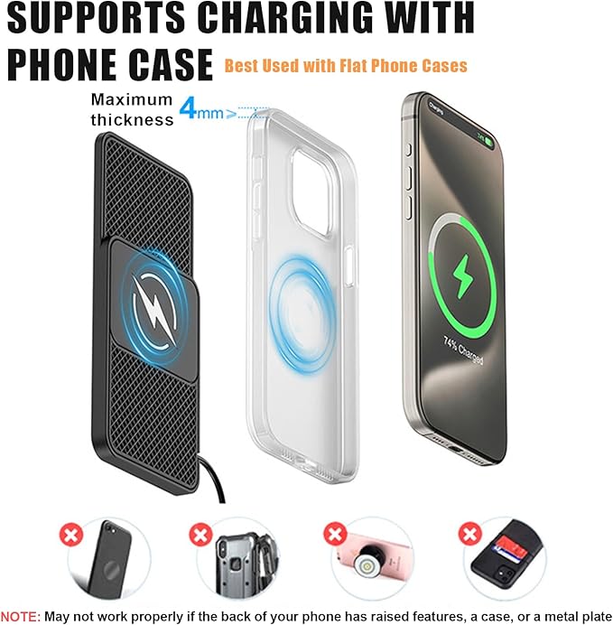 Wireless Car Phone Charger for Lincoln Corsair Nautilus Aviator Navigator, Type C/USB 20W Fast Charging Pad, Non-Slip Charging Station for Travel Home Office Desk, Lightweight,Type-C