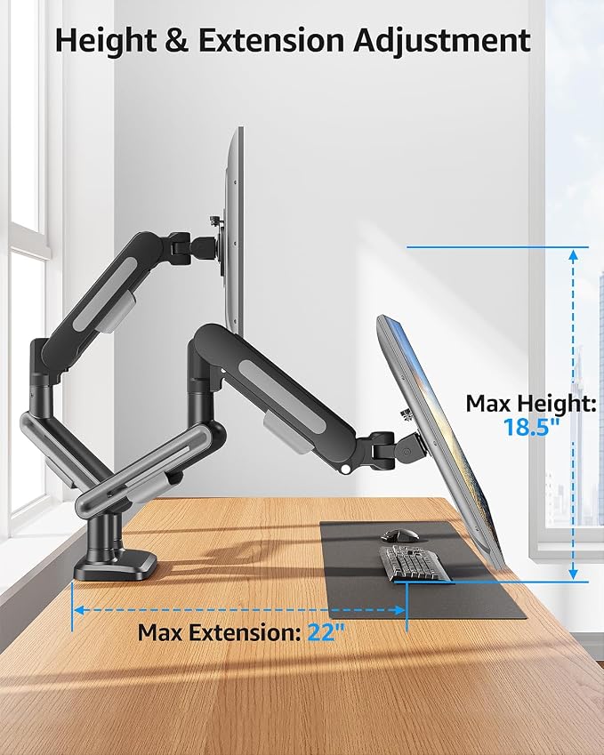 MOUNTUP Dual Monitor Mount Holds 4.4-26.5lbs, Heavy Duty Monitors Arm