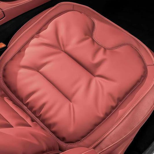 Car Seat Cushion, 2025 New Skin-Friendly Leather Seat Cushions, Breathable Dirt-Repellent Memory Foam Pad for Most Auto & Office Chairs (Red)