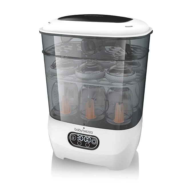 Baby Brezza Bottle Sterilizer and Dryer Advanced – 33% Faster - Largest Capacity Steam Sanitizer - Universal Sterilization Machine for All Bottles + Pump Parts - HEPA Air Filter