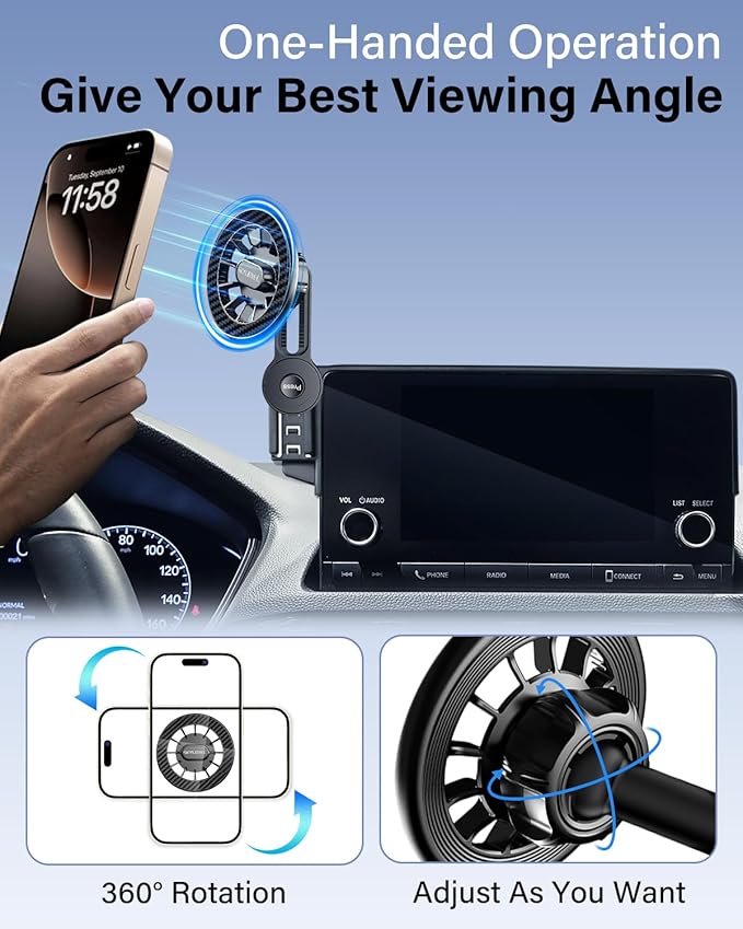 Magnets Phone Mount for BMW X5 X6 2024 2025 2026/X7 2023 2024 2025 2026 Accessories 14.9-Inch Screen Fixed Clip, Cell Phone Base Automobile Cradles Magnetic Phone Holder Compatible with MagSafe