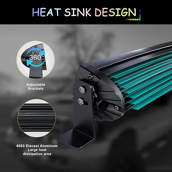 50" RGB LED Light Bar 2Pcs 4" Flood LED Pods with Multi-Color Chasing RGB Halo 16 Solid Colors Over 92 Flashing Modes Offroad Lights Driving Lamp Fog Lights with Switch Wiring Harness