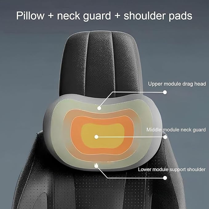 Headrest Lumbar Pillows Car Seat for Toyota Land Cruiser 2000-2025, Ergonomic Neck Back Support Cushion, Comfortable Breathable Washable Cover, Memory Foam,Black