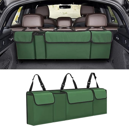 Car Trunk Organizer, Backseat Hanging Large Storage with Adjustable Straps,Waterproof PVC Collapsible Cargo Bag, Car Interior Accessories for Auto SUV MPV (Green)