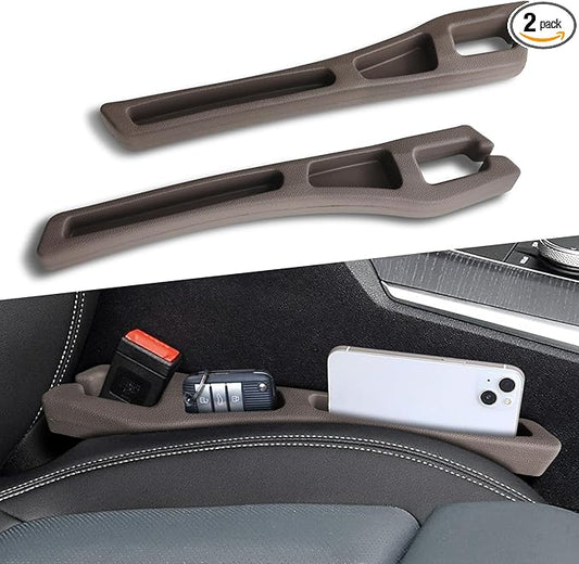 2PCS Car Seat Gap Filler Organizer, Car Organizers and Storage, Multi-Function Auto Side Seat Gap Filler for Prevent Items Falling, Vehicle Accessories Crevice Blocker for Truck SUV (Brown)