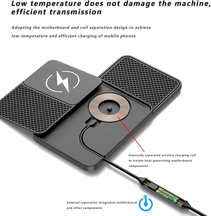 OUTMX Wireless Car Charger Pad for Toyota C-HR Hilux Sienna Urban, 20W Fast Wireless Charger Non-Slip Silicone Car Center Console Phone Charging Mat,B 30cm Cable USB Plug-Normal