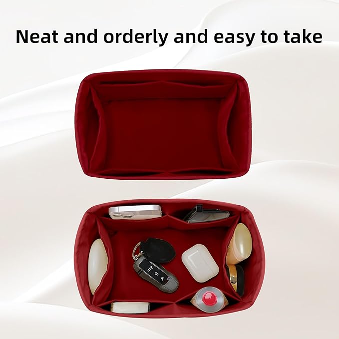 DGAZ Silk Purse Organizer Insert Fits LV Speedy 16/20/25/30/35/45 bags，Silky Smooth Bag Organizer，Luxury Handbag & Tote Shaper（Wine Red，SP30）