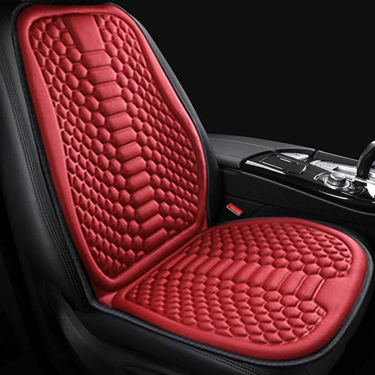 Car Seat Cushion Front Seat, Breathable Lumbar Support Car Seat Cushion for Long Sitting, Non-Slip Car Seat Pad (Red)