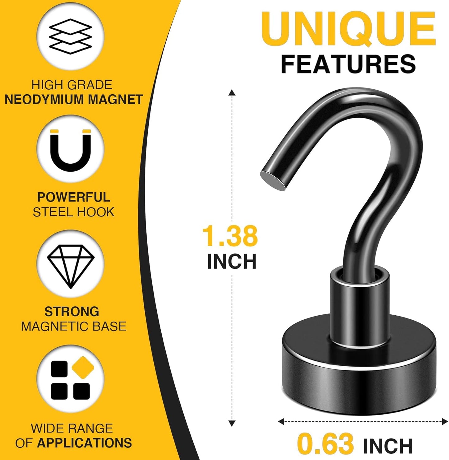 DIYMAG Magnetic Hooks, 30Lbs Strong Heavy Duty Cruise Magnet S-Hooks for Classroom, Fridge, Kitchen etc, (6 Pack-Red)