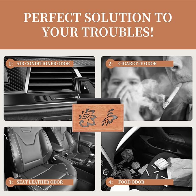 Wood Car Air Freshener - Car Odor Eliminator for Visor Clip, Vehicle Scent Diffuser for Cabin, Truck & SUV (Amber)