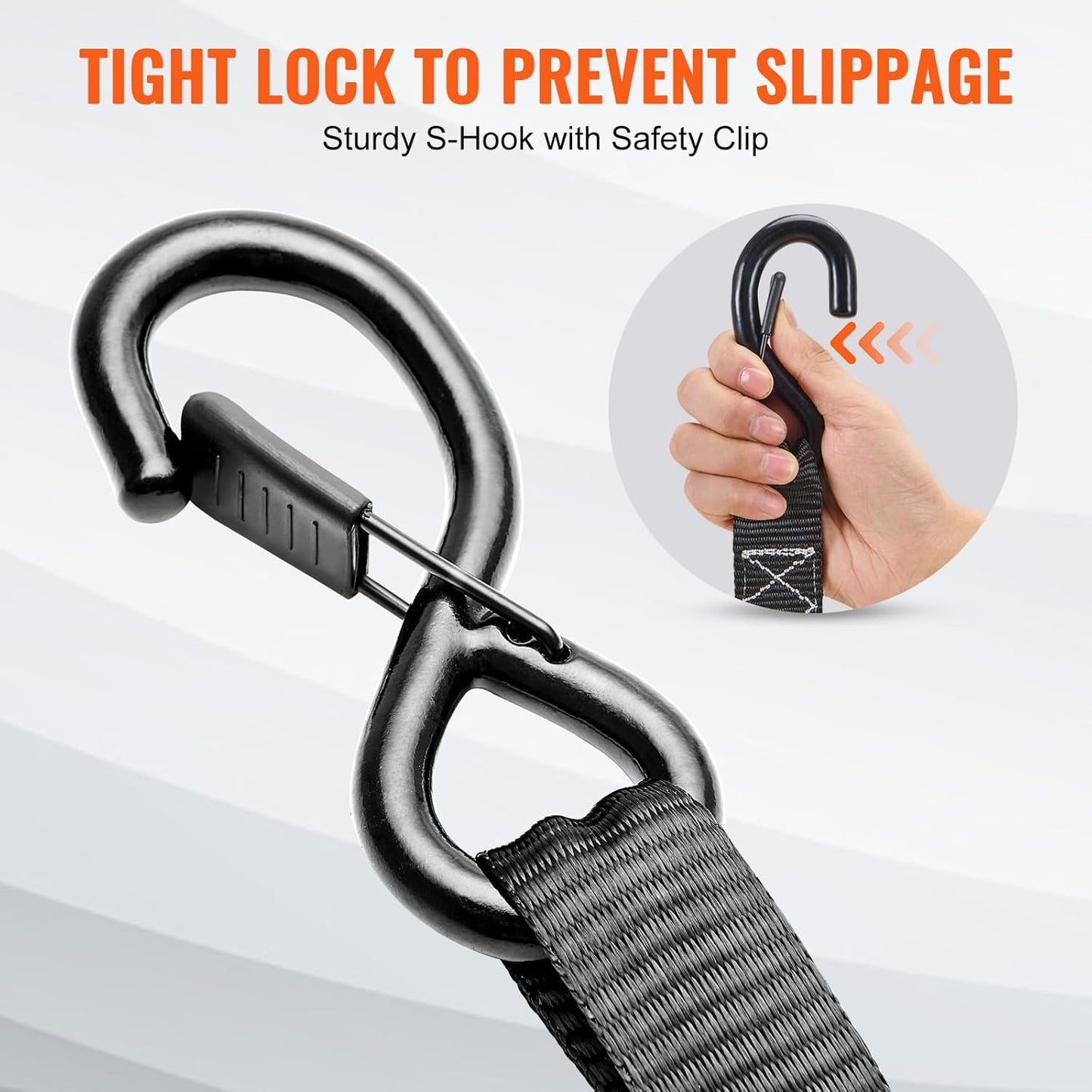VEVOR Ratchet Tie Down Straps (4PK), 5208lbs Break Strength, 1.6" x 8' Heavy Duty Ratchet Tie Down Strap Set with Padded Handles, Coated S Hook, Soft Loop for Moving Appliances Motorcycle ATV Truck