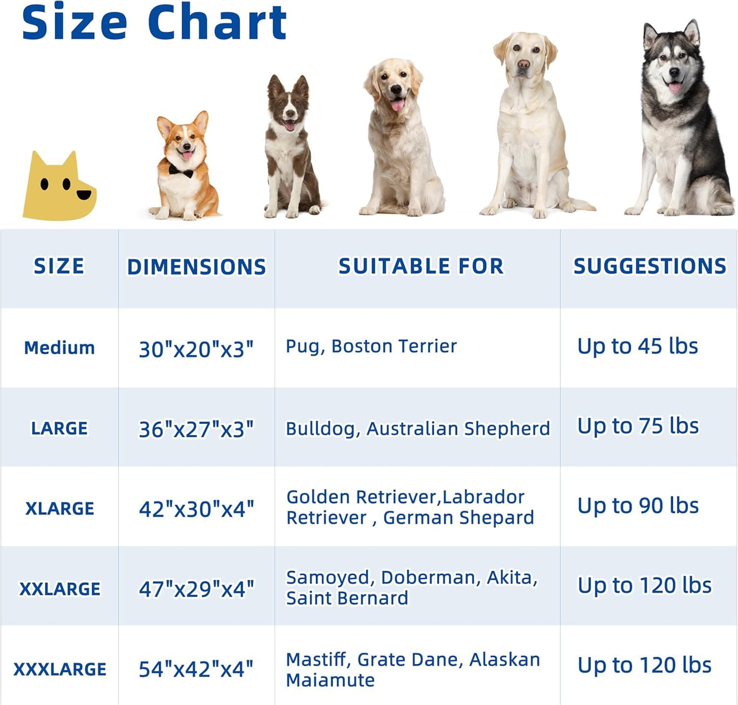 WESTERN HOME WH Dogs Beds for Medium Large Dogs, with Removable Washable Cover, Egg Crate Foam Dog Beds Large Sized Dog Waterproof Pet Bed Mat, Non-Slip Bottom