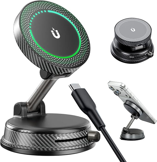 360° Adjustable Radio Magnetic Suction Phone Holder + MagSafe Car Mount for iPhone 17/16/15/14/13/12, Air Plus & More – Perfect for Cars, Kitchen, Bedroom, Gym
