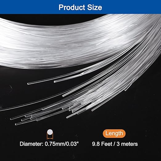 MECCANIXITY 50Pcs 9.8ft PMMA Mixed Fiber Optic Cable Strands 0.03 Inch Side Glow LED Illumination Crystal Cables Car Atmosphere Lights for Star Sky Roof Ceiling