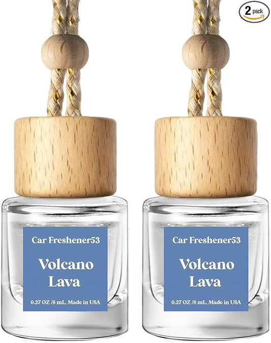C Classy Hanging Car Air Freshener 2 Pack, Voleano Lava Essential Oil Diffuser, Long-Lasting Fragrance, Cute Glass Bottle Car Accessories for Women & Men, Made in USA