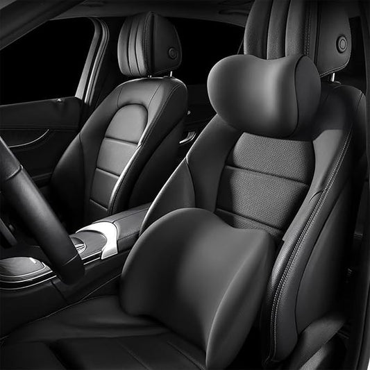 Car Back Support Neck Pillow for Subaru Crosstrek 2012-2025, Comfortable Soft Car Seat Headrest Neck Rest Cushion Lumbar Support Pillow with Adjustable Strap,Black