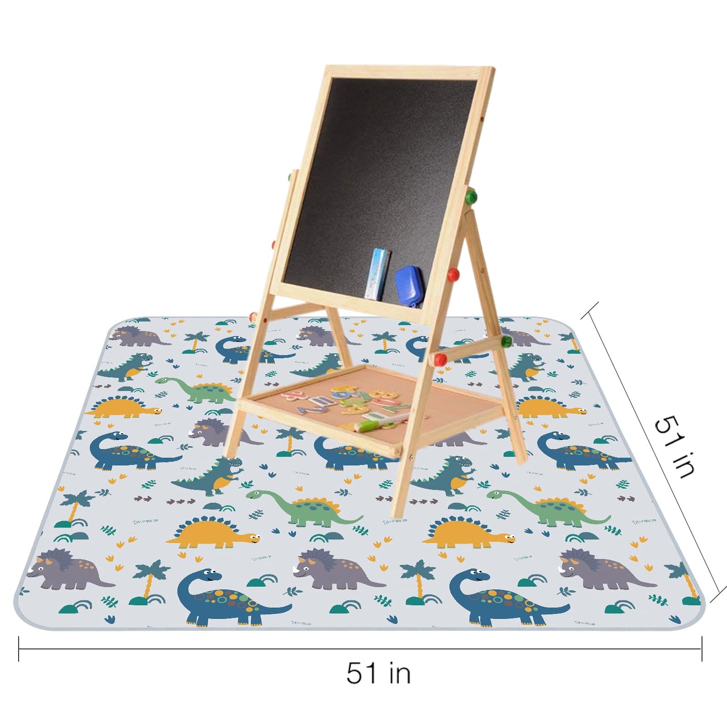 Splat Floor Mat for Under High Chair/Arts/Crafts by CLCROBD, 51" Waterproof Anti-Slip Food Splash Spill Mess Mat, Washable Portable Picnic Mat and Table Cloth