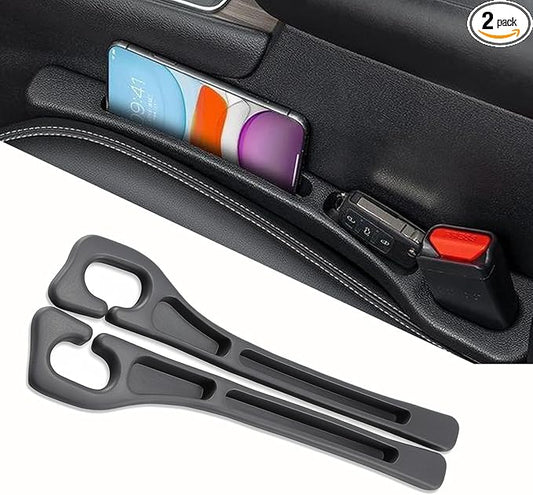 2PCS Car Seat Gap Filler and Organizer, Universal Console Catcher Fill The Gap Between Seat and Console, Anti-Drop Organizer | Suitable for Most car Models.（Black）