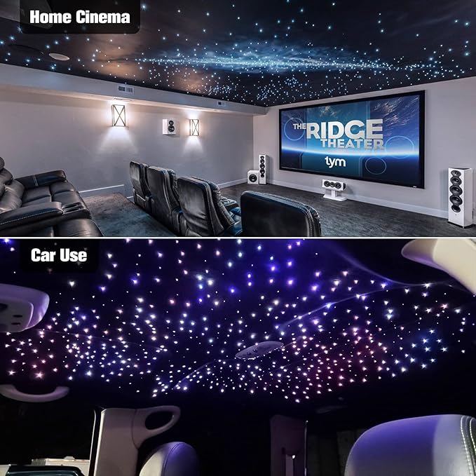 CHINLY Twinkle 400pcs 9.8ft (0.03in+0.04in+0.06in) Fiber Optic Lights Starlight Headliner kit, Music Mode Bluetooth APP Control Remote,RGBW Twinkle Star Lights for Star Headliner/Home Ceiling/Theater